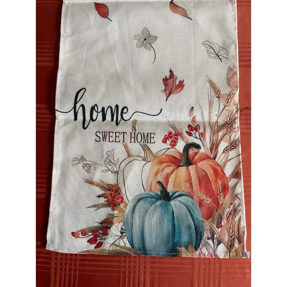 1pc Autumn Home Sweet Home Pumpkins Table Runner  72 Inches Long Burlap